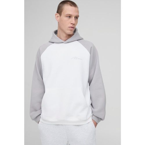 Sweat à capuche oversize à manches raglan et logo - MAN homme - S - Boohooman - Modalova