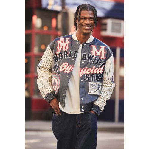 Veste universitaire oversize à manches rayées homme - L - Boohooman - Modalova