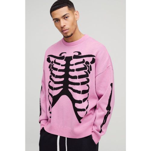 Pull oversize à épaules dénudées et imprimé squelette - S - Boohooman - Modalova