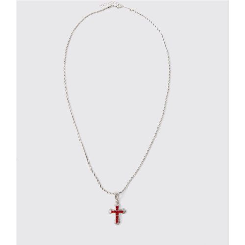 Collier à pendentif croix strassé - ONE SIZE - Boohooman - Modalova