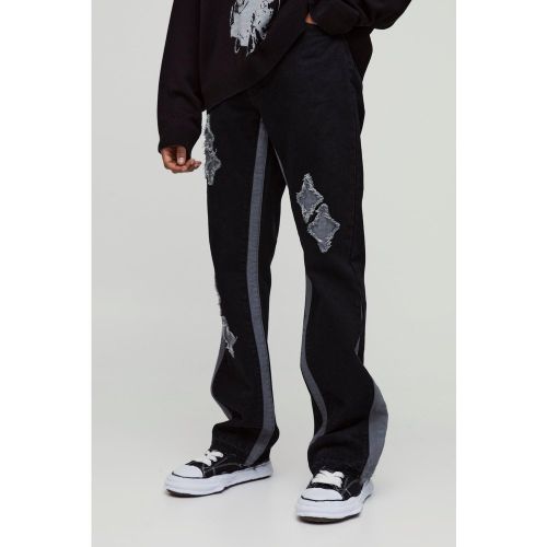 Tall - Jean flare slim à empiècement contrastant - 30 - Boohooman - Modalova