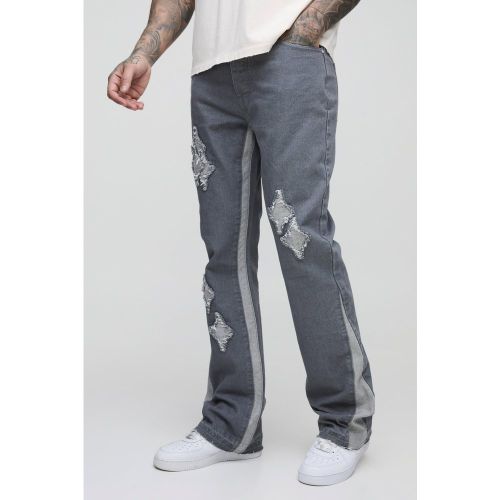 Tall - Jean flare slim à empiècement contrastant - 30 - Boohooman - Modalova