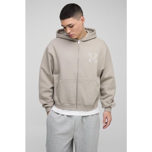 Sweat à capuche zippé à imprimé cachemire - S - Boohooman - Modalova