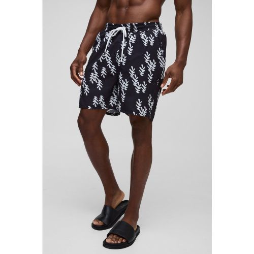 Short de bain mi-long à imprimé abstrait - S - Boohooman - Modalova