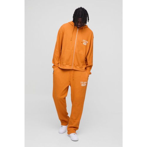 Ensemble oversize zippé avec sweat à capuche et jogging droit - S - Boohooman - Modalova