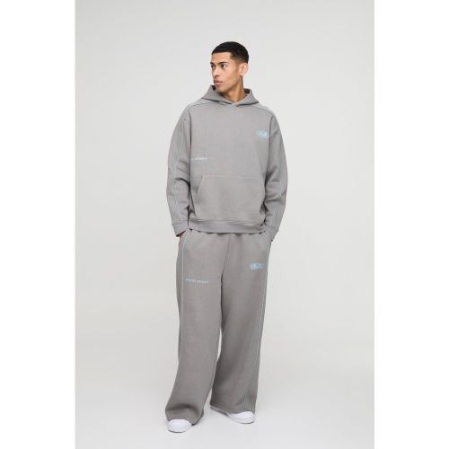 Survêtement oversize à surpiqûres avec sweat à capuche - S - Boohooman - Modalova
