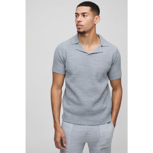 Polo droit en maille à col V - S - Boohooman - Modalova
