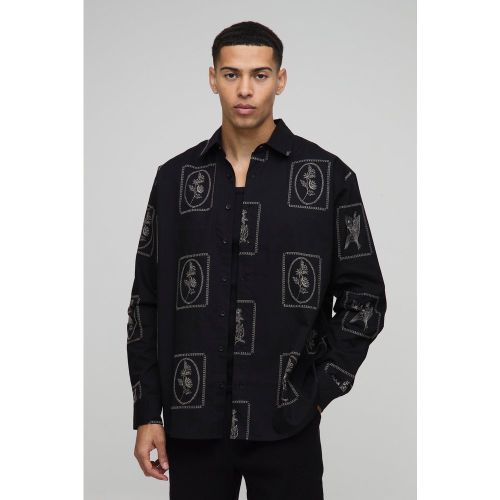 Chemise oversize en popeline à broderie - S - Boohooman - Modalova