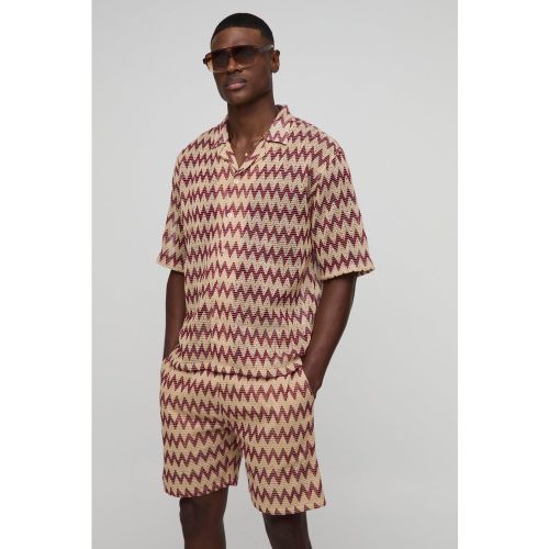 Ensemble oversize en crochet avec chemise et short - S - Boohooman - Modalova