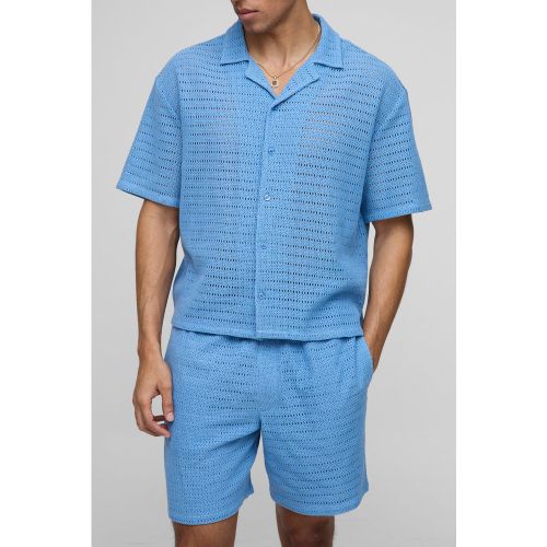 Ensemble oversize texturé avec chemise et short - S - Boohooman - Modalova