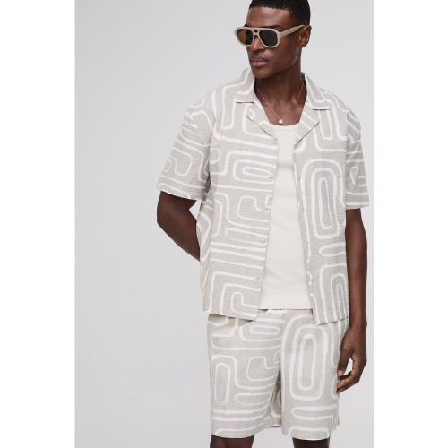 Ensemble oversize à imprimé abstrait avec chemise et short - S - Boohooman - Modalova