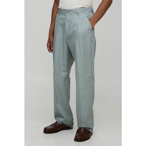 Pantalon droit en lin mélangé homme - S - Boohooman - Modalova