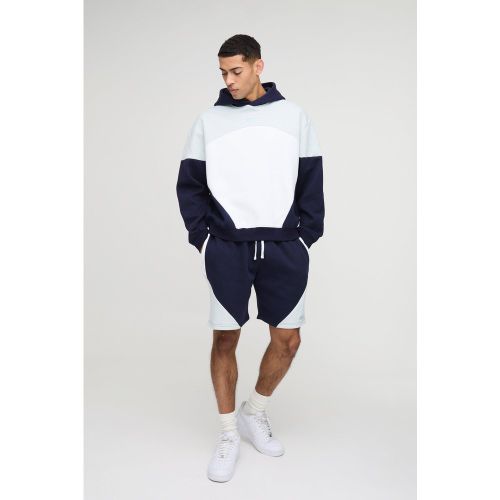 Survêtement oversize color block avec short - MAN - S - Boohooman - Modalova