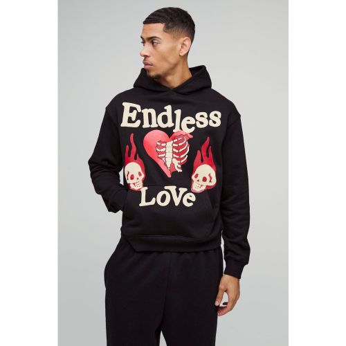 Sweat à capuche oversize à imprimé Love Puff - S - Boohooman - Modalova