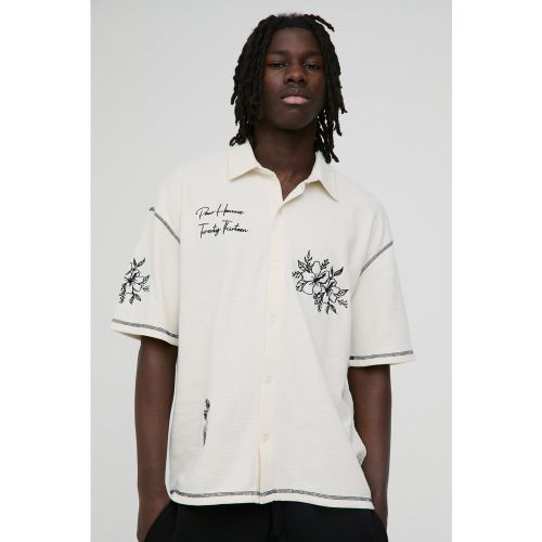 Chemise oversize en tissu gaufré à coutures contrastantes - S - Boohooman - Modalova