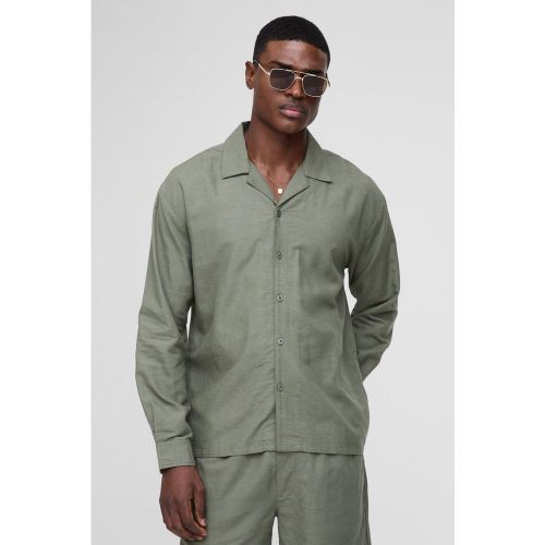 Chemise oversize en lin à manches longues - S - Boohooman - Modalova