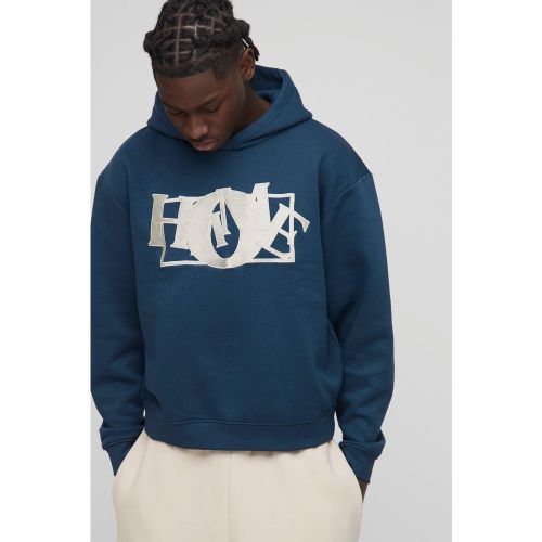 Oversized Boxy Embroidered Hoodie - S - Boohooman - Modalova