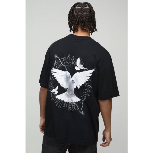 T-shirt oversize imprimé colombes au dos - S - Boohooman - Modalova