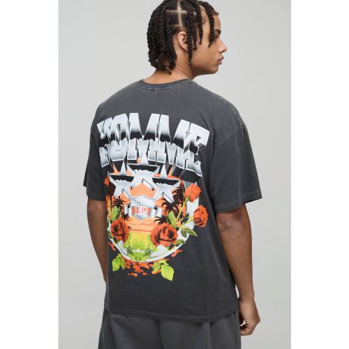 T-shirt oversize universitaire délavé à slogan Star - S - Boohooman - Modalova