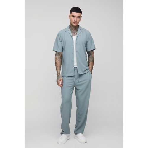 Tall - Ensemble en tissu éponge avec chemise et pantalon droit - S - Boohooman - Modalova