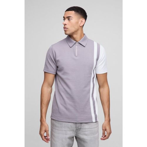 Polo cintré à empiècement zippé - S - Boohooman - Modalova