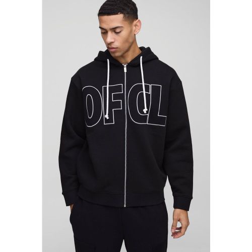 Sweat à capuche oversize zippé à écussons homme - S - Boohooman - Modalova