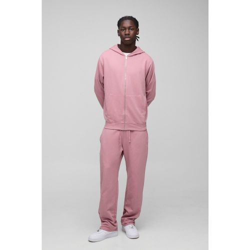 Ensemble basique avec sweat à capuche zippé et jogging - S - Boohooman - Modalova