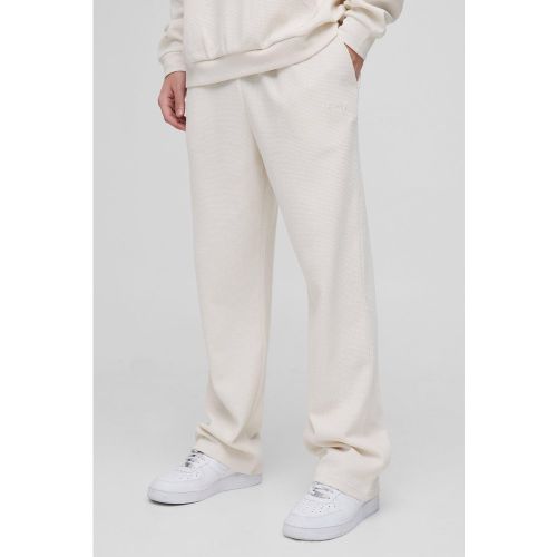 Jogging droit brodé en tissu gaufré - MAN - S - Boohooman - Modalova