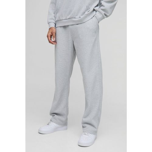 Jogging droit brodé en tissu gaufré - MAN - S - Boohooman - Modalova