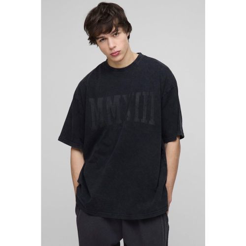Tall - T-shirt oversize délavé imprimé - S - Boohooman - Modalova