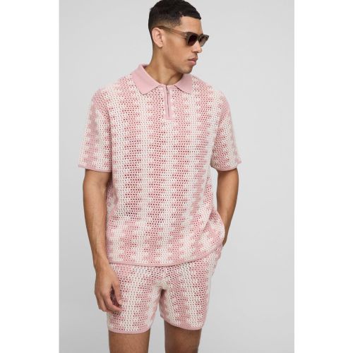 Ensemble rayé en crochet avec polo oversize - S - Boohooman - Modalova