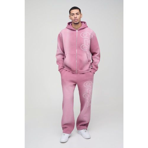 Sweat à capuche oversize zippé et délavé - Official - S - Boohooman - Modalova