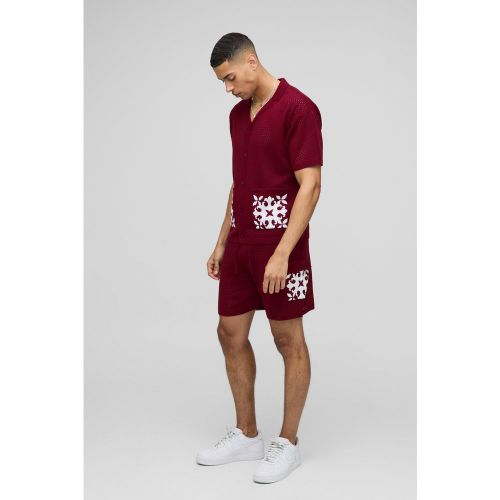 Ensemble en crochet avec polo à col carré et short - S - Boohooman - Modalova