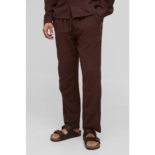 Pantalon droit élastiqué en mousseline de soie homme - S - Boohooman - Modalova