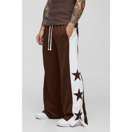 Jogging large fendu en maille à étoile - S - Boohooman - Modalova
