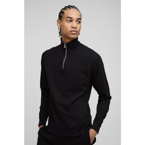 Sweat slim à col zippé basique - S - Boohooman - Modalova