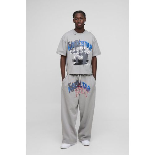 Ensemble oversize déchiré avec t-shirt et jogging - S - Boohooman - Modalova