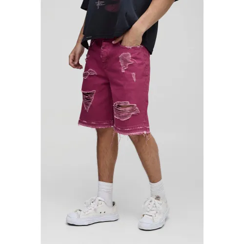 Short large déchiré en jean - 28 - Boohooman - Modalova