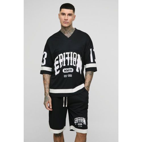 Tall - Ensemble universitaire à col V en mesh et short - S - Boohooman - Modalova