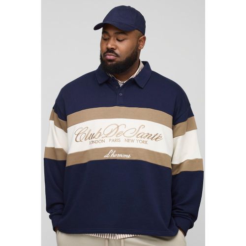Grande taille - Polo de rugby universitaire oversize à broderie homme - 2XL - Boohooman - Modalova