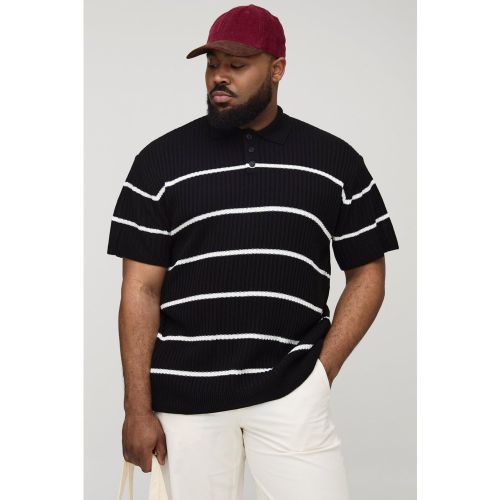 Grande taille - Polo côtelé à rayures - 2XL - Boohooman - Modalova