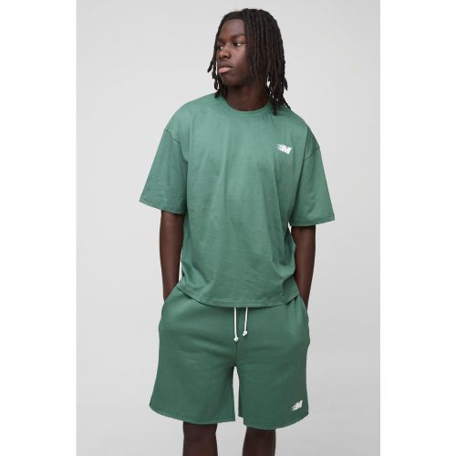 Ensemble oversize à imprimé flammes avec t-shirt et short - S - Boohooman - Modalova