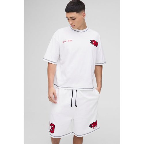 Ensemble oversize appliqué avec t-shirt et short - S - Boohooman - Modalova