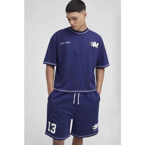 Ensemble oversize appliqué avec t-shirt et short - S - Boohooman - Modalova
