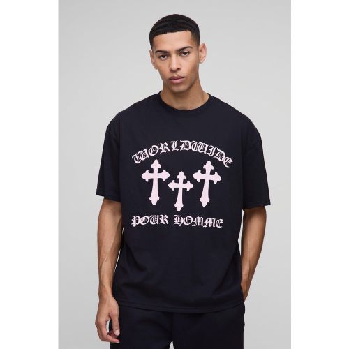 T-shirt oversize à imprimé Worldwide Cross - S - Boohooman - Modalova