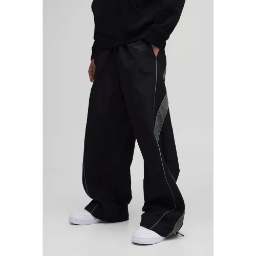 Pantalon parachute à surpiqûres et taille élastiquée - S - Boohooman - Modalova