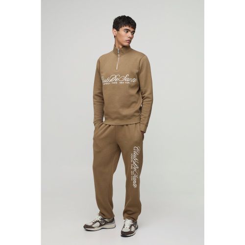 Survêtement à col zippé et broderie - S - Boohooman - Modalova