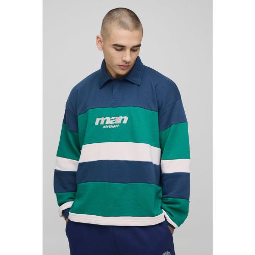 Polo de rugby oversize rayé - MAN homme - S - Boohooman - Modalova