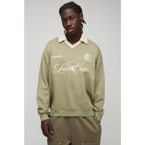 Polo oversize à col V homme - S - Boohooman - Modalova