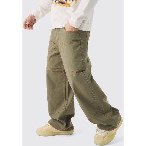 Pantalon charpentier baggy à coutures contrastantes - 28 - Boohooman - Modalova